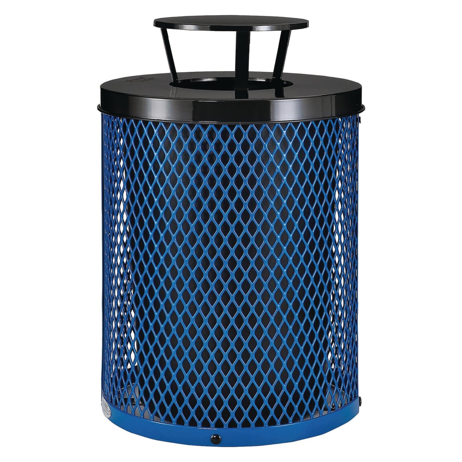 global-industrial-outdoor-diamond-steel-trash-can-rain-bonnet-lid-36-gal-blue-gbe261926bl_1